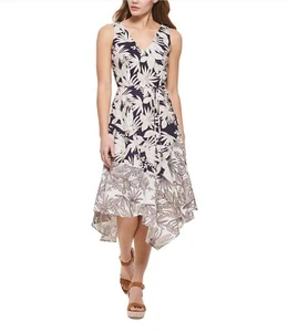 🔥 Vince Camuto Women's Printed Slit Sleeveless Dress Cobalt Multi Size 2 🔥 - Picture 1 of 6