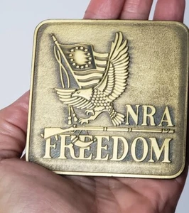Vtg NRA Freedom Square Belt Buckle 1776-1976 Bi-Centennial Brass Colored NICE! - Picture 1 of 6