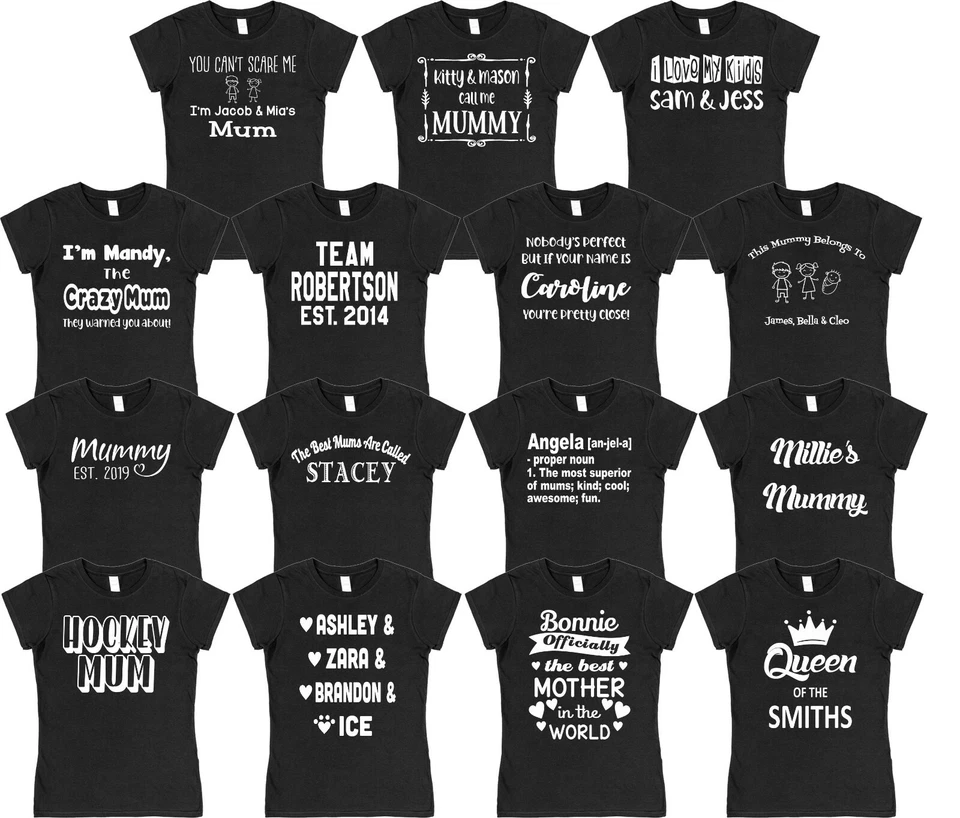 NIFTY T-SHIRTS Personalised Mum T-Shirts Mummy Birthday Best UK family present funny tee womans