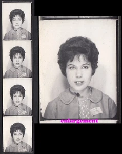 GORGEOUS BASHFUL WOMAN FINALLY SMILES PRIVATE ~ 1950s PHOTOBOOTH PHOTO STRIP - Picture 1 of 5
