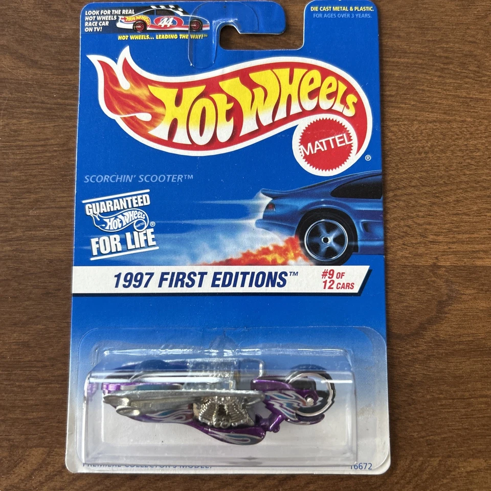 Hot Wheel defeito de fábrica, 1997 1ª edição #9, scooter escaldante SEM GUIDÃO! - Imagem 1 de 3