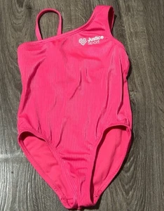 4/5 XS Toddler Girl Justice Sport Pink Shine Swimsuit One-Piece Swim Wear EUC - Picture 1 of 3