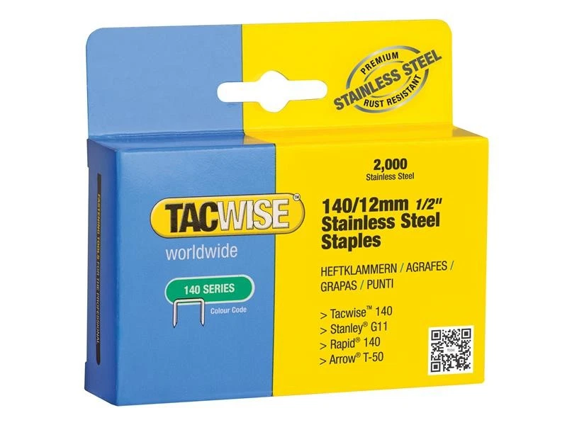 Tacwise 140 Acciaio Inox Graffette 12mm (Confezione 2000) TAC1220 - Image 1 of 1