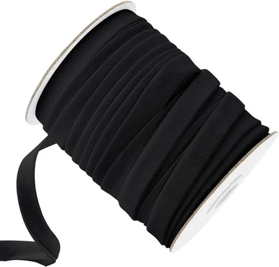 Cinta sesgada de doble plegado de 1/2 pulgada x 50 yardas Cinta de encuadernación sesgada para coser negra Foto 1 de 4