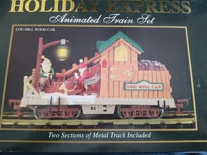 Neues Bright The Holiday Express animiertes Zugset Nr. 384-4. Blockmühle Holz Auto. - Bild 1 von 14