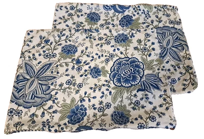 Martha Stewart Standard Pillowcases Blue Floral Lattice Lotus Zip Closure - Image 1 of 4