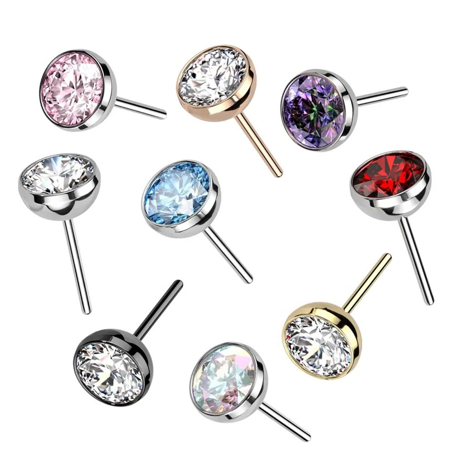 Juego de bisel de titanio sin rosca con pieza de repuesto superior de circonita cúbica vendido cada uno Foto 1 de 1