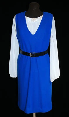 Vestido Jersey Cuello "V" Profundo Años 60 Mediano Azul Real Poli Súper Suave Foto 1 de 4