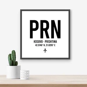 Personalised Kosovo Prishtina Airport code print - Any Airport/Location, - Picture 1 of 6