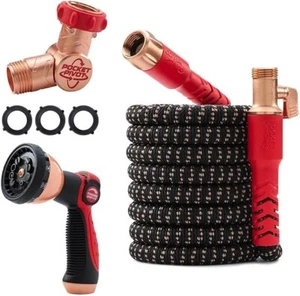 Revolutionary 50FT Copper Head Garden Hose with 10-Pattern Nozzle & 360° Swivel - Picture 1 of 10