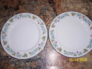 10-1/4" Dinner Plates x2 VINTAGE FINE CHINA MSI 6701 Grape Vines Leaves NEW COND - Picture 1 of 2