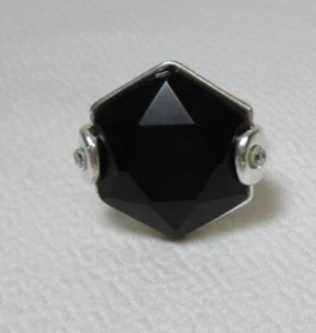 MCR RING SILVER WITH BLACK STONE - Picture 1 of 8
