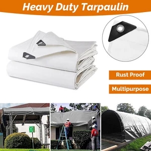 Heavy Duty Tarp 20 Mil PVC Waterproof Tarpaulin Boat Cover Tent Canopy Shade - Picture 1 of 25