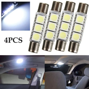 4Pcs HID 3-SMD 31mm 6641 Fuse LED Light Bulbs White Sun Visor Lamp Vanity Mirror - Bild 1 von 12