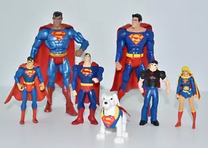Superman Action Figures (lot of 7) Superman, Supergirl, Krypto the Superdog - Picture 1 of 5