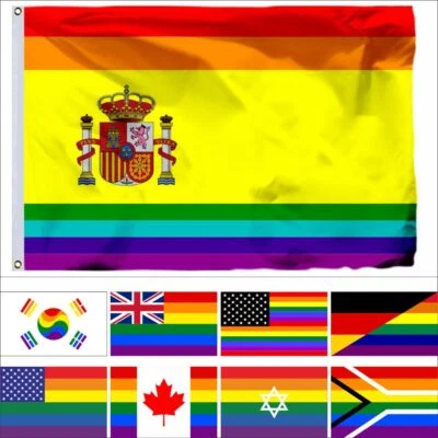 Bandera Gay LGBT Orgullo Arco Iris Canadá Francia Alemania Israel México Polonia España EE. UU. Foto 1 de 3