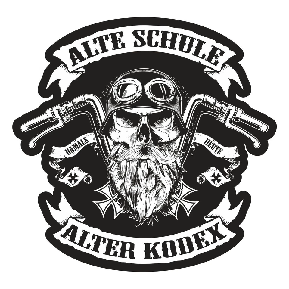 Aufkleber Wetterfest BIKER Alte Schule Alter Kodex Motorrad custom motorcycles