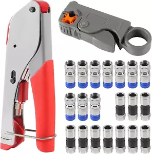 Coax Cable Crimper Kit Tool for RG6 RG59 Coaxial Compression Tool Fitting Wire S - Picture 1 of 12