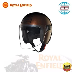 Royal Enfield Open Face MLG (V) Gloss Brown Copter Helmet with Long Visor - Picture 1 of 5