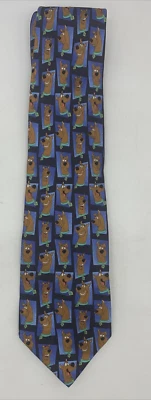 Corbata Corbata Muchas Caras de Scooby-Doo Azul 100% Seda Hecha en Italia Foto 1 de 4
