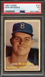 1957 TOPPS  DON DRYSDALE  #18  PSA  3