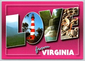 Postal Amor de Virginia Carta Grande Faro Cascada Conchas Marinas - Imagen 1 de 2