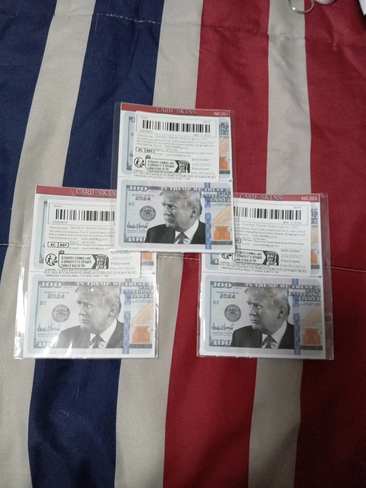 $100 Trump 2024 - Glossy Credit Card Skin Cover Decal Sticker 3 Pcs - Image 1 of 1