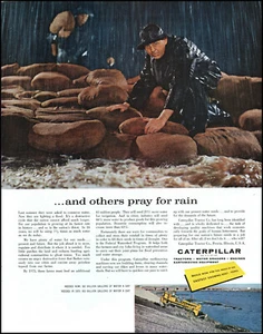 Equipo Caterpillar 1959 rainstorm bolsa de arena presa anuncio impreso fotográfico vintage adL3 - Imagen 1 de 1