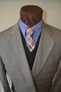 JoS A Bank Signature mens 2btn gray taupe plaid 100% wool suit z 42L pants 38x31 - Picture 1 of 6