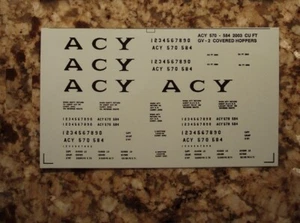 Akron, Canton, & Youngstown ACY Greenville GV-2 2003 cu ft hopper HO Decals - Picture 1 of 2