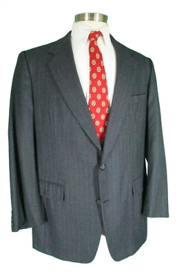 Traje de franela Southwick para hombre azul marino a rayas 2 Btn 44L EE. UU. Foto 1 de 4