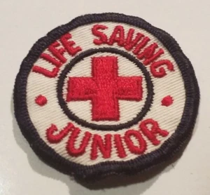 Collectible Vintage Sew On Embroidered Patch "Life Saving Junior" W/ Red Cross  - Picture 1 of 5