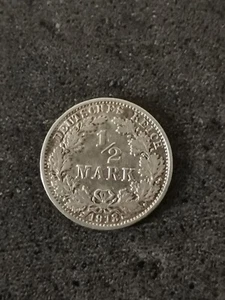 1/2 MARK ARGENT 1913 G KARLSRUHE WILHELM II ALLEMAGNE / GERMANY SILVER - Picture 1 of 2