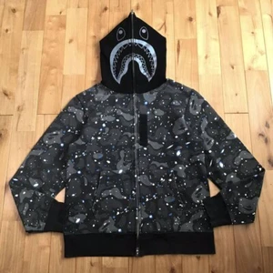 Glow in the dark BAPE Space camo shark full zip hoodie A Bathing Ape Size L - Picture 1 of 9