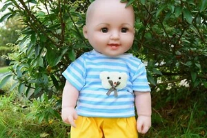 18" Heavy Large Size Girly Girls Big George Baby Doll - Stripe Top - Picture 1 of 7