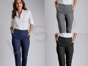 Damen Bürohose fein genäht Damen formelle Ausziehtaschen Hose - Bild 1 von 13