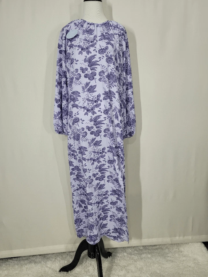 Hill House The Simone Dress Purple Lilac Tonal Floral Low Back Tie Maxi Size XS