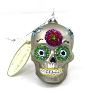 DIA DE LOS MUERTOS ARGENTO TESCHIO VETRO ORNAMENTO VETRERIA MIDWEST CBK - Foto 1 di 8