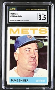 1964 Topps #155 Duke Snider New York Mets - CSG 3.5 VG+ - Picture 1 of 2