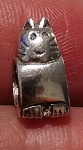 925 Ibb Thai Sterling Silver Cat Bracelet Charm VTG Rare - Picture 1 of 5