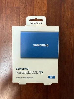 SAMSUNG MU-PC1T0H/AM Portable SSD T7 1TB USB 3.2 External - Indigo Blue - NEW - Image 1 of 2