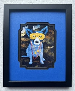 George Rodrigue's Blue Dog " Mardi Gras Dog " gerahmt & mattiert **L@@K** - Bild 1 von 2