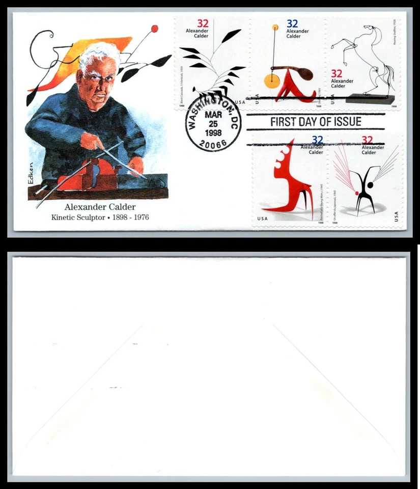 US FDC # 3198-3202 32c Alexander Calder  Edkin  1998, 9p8534 - Image 1 of 1