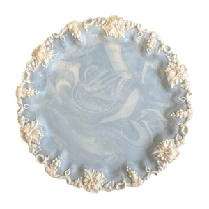 Vintage Incolay Stein USA Puderblau Schale Tablett Platte Weiß Trauben Borte - Bild 1 von 10