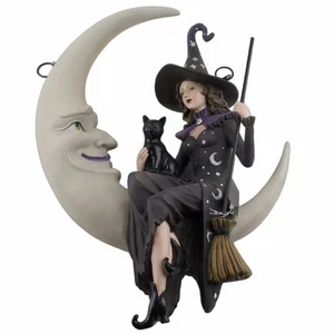 Cadenas de letreros de Halloween de repuesto de flecha de luna creciente gato negro de bruja sentada - Imagen 1 de 2