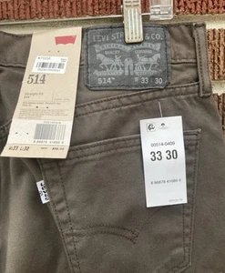 LEV'S JEANS UOMO MARRONE 514 PANTALONE DRITTO 33x30 nuovo con etichette - Foto 1 di 5