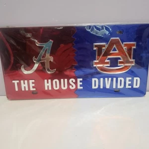 House Divide Alabama / Auburn New Unopened Car Tag Mirrored Hard Plastic - Picture 1 of 4