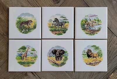 Mural de arte em azulejo cerâmico tema animais de safári backsplash - Imagem 1 de 4