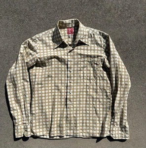 Bape Men's Beige Dot Pattern Long Sleeve Shirt Excellent Used Small - Picture 1 of 2