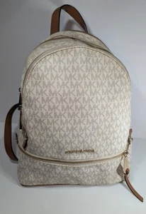 Michael Kors Rucksack Rhea Medium Logo Beige/Hellbraun/Gold Gebraucht - Bild 1 von 16